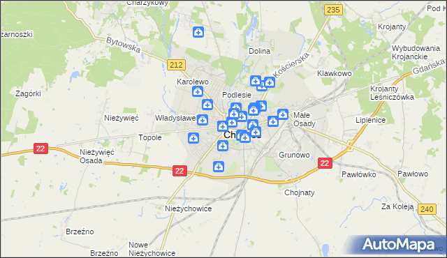 mapa Chojnic, Chojnice na mapie Targeo