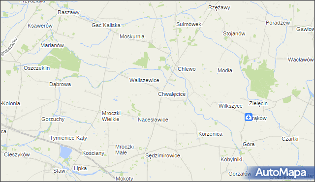 mapa Chwalęcice gmina Goszczanów, Chwalęcice gmina Goszczanów na mapie Targeo