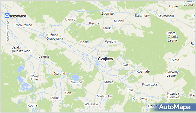 mapa Czajków powiat ostrzeszowski, Czajków powiat ostrzeszowski na mapie Targeo