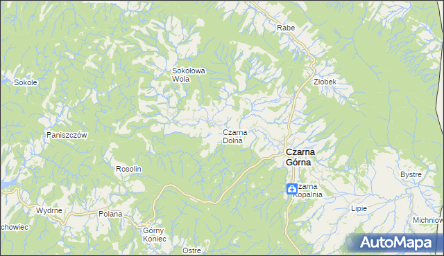 mapa Czarna Dolna, Czarna Dolna na mapie Targeo