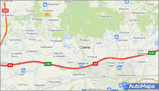 mapa Czarna powiat łańcucki, Czarna powiat łańcucki na mapie Targeo