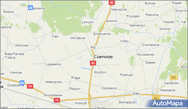 mapa Czarnożyły, Czarnożyły na mapie Targeo