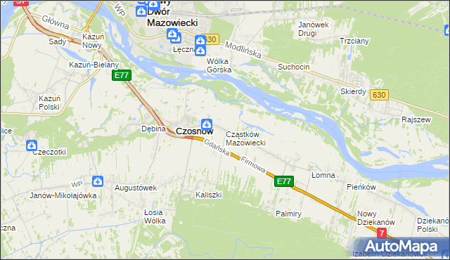 mapa Cząstków Mazowiecki, Cząstków Mazowiecki na mapie Targeo