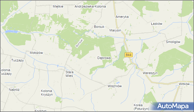 mapa Dąbrowa gmina Mircze, Dąbrowa gmina Mircze na mapie Targeo