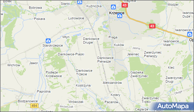 mapa Dankowice Pierwsze, Dankowice Pierwsze na mapie Targeo