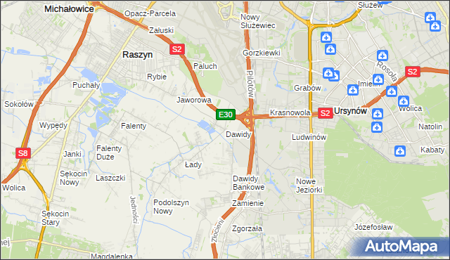 mapa Dawidy gmina Raszyn, Dawidy gmina Raszyn na mapie Targeo
