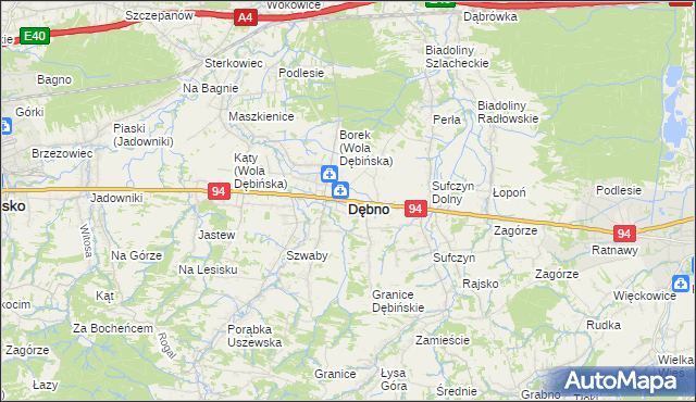 mapa Dębno powiat brzeski, Dębno powiat brzeski na mapie Targeo