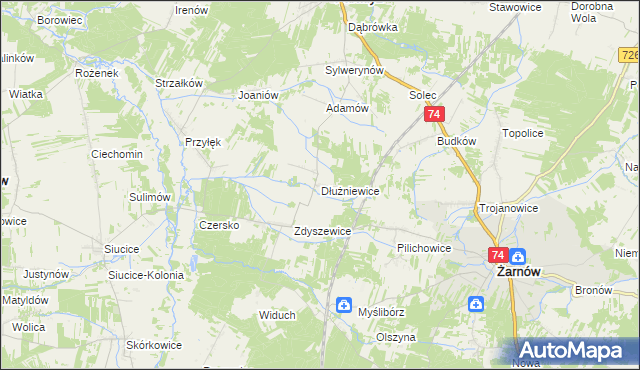 mapa Dłużniewice, Dłużniewice na mapie Targeo