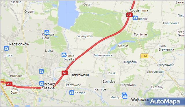 mapa Dobieszowice gmina Bobrowniki, Dobieszowice gmina Bobrowniki na mapie Targeo