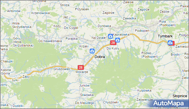 mapa Dobra powiat limanowski, Dobra powiat limanowski na mapie Targeo