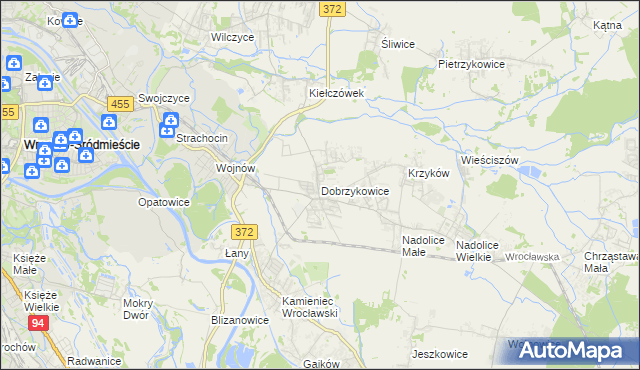 mapa Dobrzykowice, Dobrzykowice na mapie Targeo