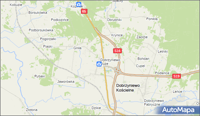 mapa Dobrzyniewo Duże, Dobrzyniewo Duże na mapie Targeo