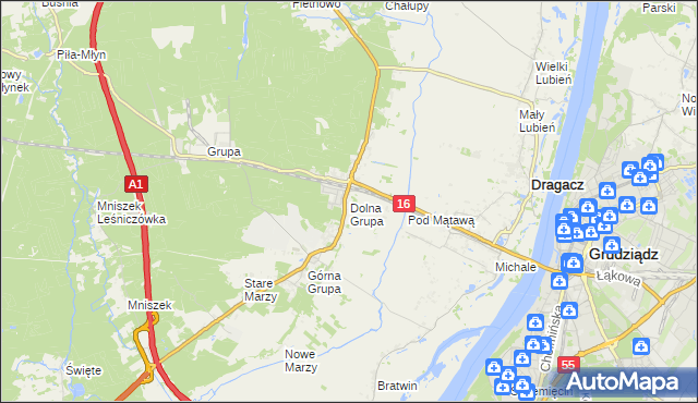 mapa Dolna Grupa, Dolna Grupa na mapie Targeo