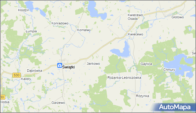mapa Drzazgi gmina Świątki, Drzazgi gmina Świątki na mapie Targeo