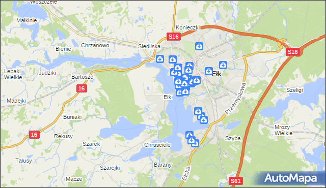 mapa Ełk powiat ełcki, Ełk powiat ełcki na mapie Targeo