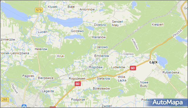 mapa Emilianów gmina Gostynin, Emilianów gmina Gostynin na mapie Targeo