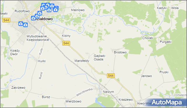 mapa Gajówki Osada, Gajówki Osada na mapie Targeo