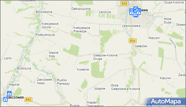 mapa Gałęzów-Kolonia Druga, Gałęzów-Kolonia Druga na mapie Targeo