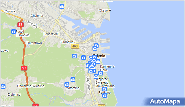 mapa Gdyni, Gdynia na mapie Targeo