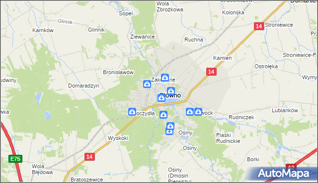 mapa Głowno, Głowno na mapie Targeo