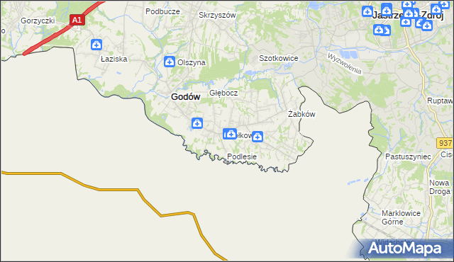 mapa Gołkowice gmina Godów, Gołkowice gmina Godów na mapie Targeo