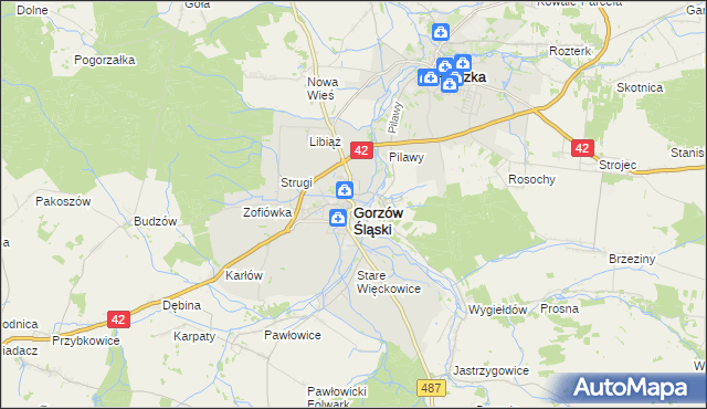 mapa Gorzów Śląski, Gorzów Śląski na mapie Targeo