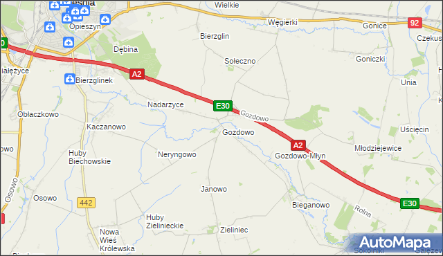 mapa Gozdowo gmina Września, Gozdowo gmina Września na mapie Targeo