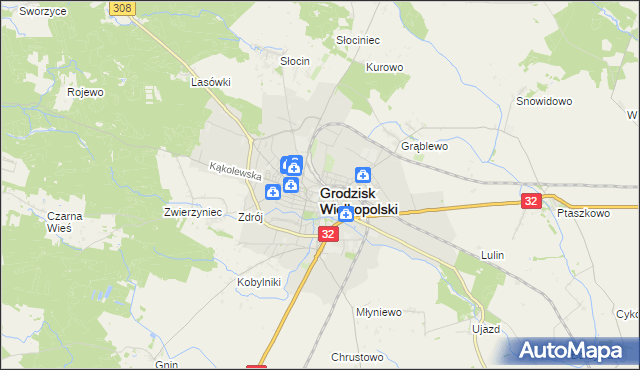 mapa Grodzisk Wielkopolski, Grodzisk Wielkopolski na mapie Targeo