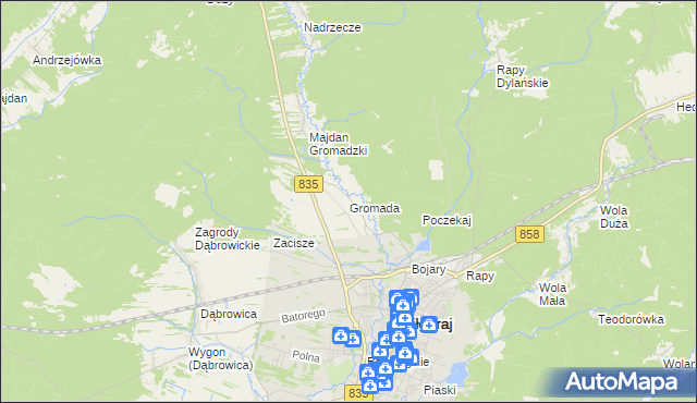 mapa Gromada gmina Biłgoraj, Gromada gmina Biłgoraj na mapie Targeo