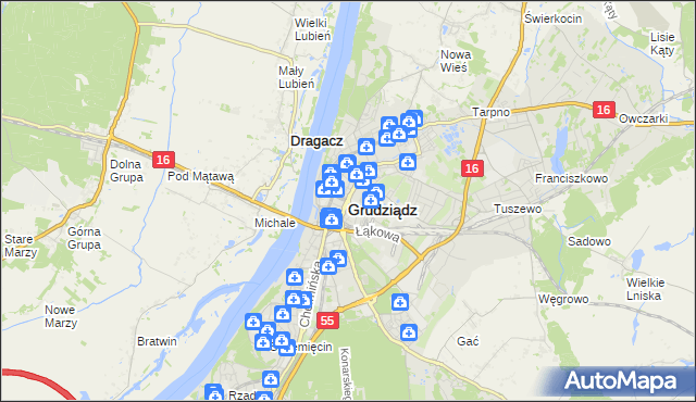 mapa Grudziądza, Grudziądz na mapie Targeo