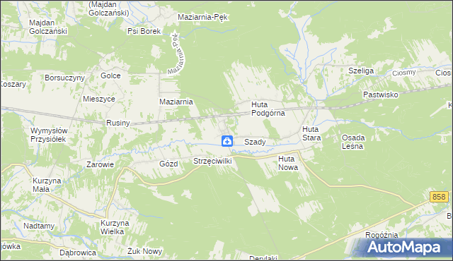 mapa Huta Krzeszowska, Huta Krzeszowska na mapie Targeo