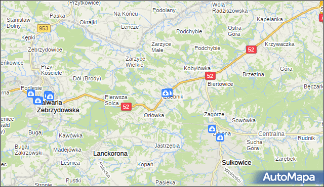 mapa Izdebnik gmina Lanckorona, Izdebnik gmina Lanckorona na mapie Targeo