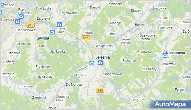 mapa Jeleśnia, Jeleśnia na mapie Targeo