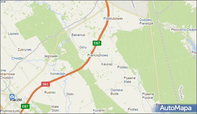 mapa Józefowo gmina Raczki, Józefowo gmina Raczki na mapie Targeo