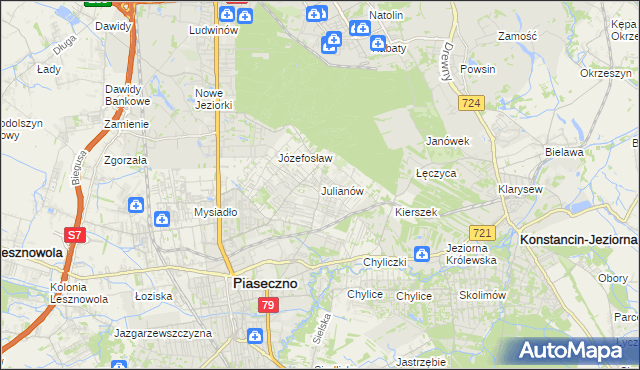 mapa Julianów gmina Piaseczno, Julianów gmina Piaseczno na mapie Targeo