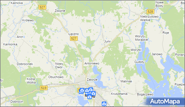 mapa Jurecki Młyn, Jurecki Młyn na mapie Targeo