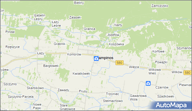 mapa Kampinos, Kampinos na mapie Targeo