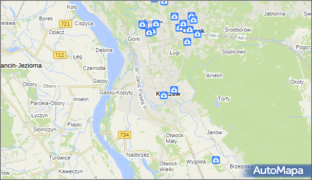 mapa Karczew powiat otwocki, Karczew powiat otwocki na mapie Targeo