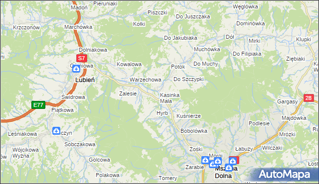 mapa Kasinka Mała, Kasinka Mała na mapie Targeo