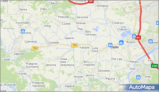 mapa Kaszów gmina Liszki, Kaszów gmina Liszki na mapie Targeo