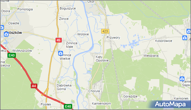 mapa Kąty Opolskie, Kąty Opolskie na mapie Targeo