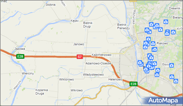 mapa Kazimierzowo gmina Elbląg, Kazimierzowo gmina Elbląg na mapie Targeo