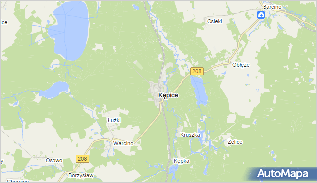 mapa Kępice powiat słupski, Kępice powiat słupski na mapie Targeo