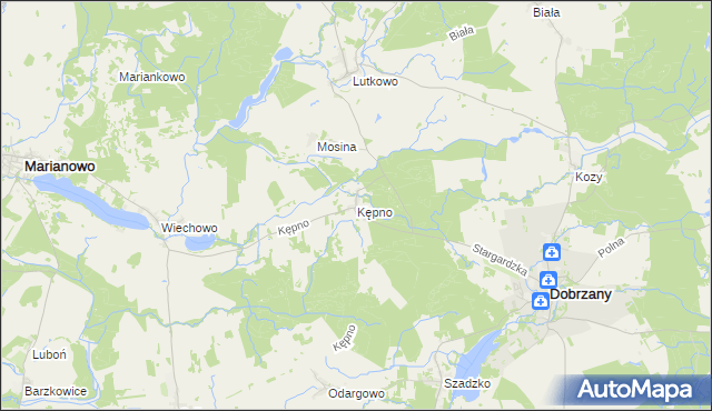 mapa Kępno gmina Dobrzany, Kępno gmina Dobrzany na mapie Targeo