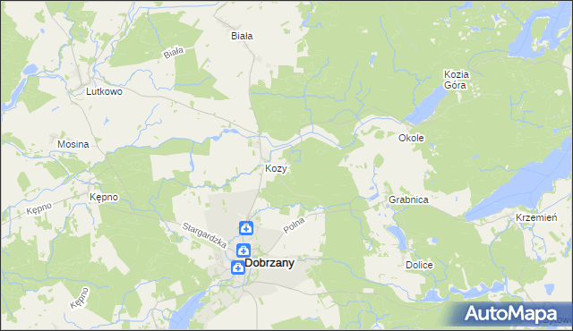 mapa Kielno gmina Dobrzany, Kielno gmina Dobrzany na mapie Targeo