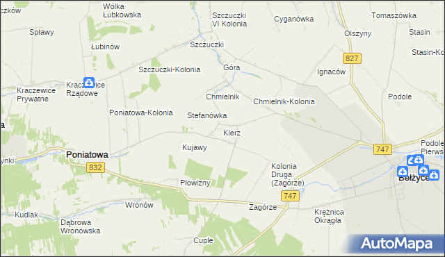 mapa Kierz gmina Bełżyce, Kierz gmina Bełżyce na mapie Targeo