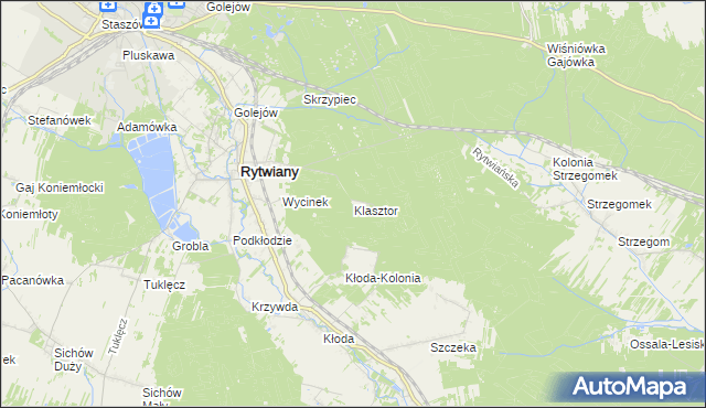 mapa Klasztor gmina Rytwiany, Klasztor gmina Rytwiany na mapie Targeo