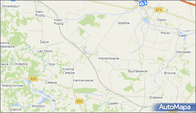 mapa Klementowice, Klementowice na mapie Targeo