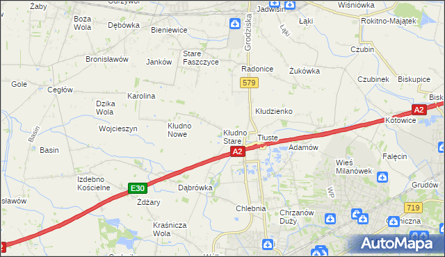 mapa Kłudno Stare, Kłudno Stare na mapie Targeo