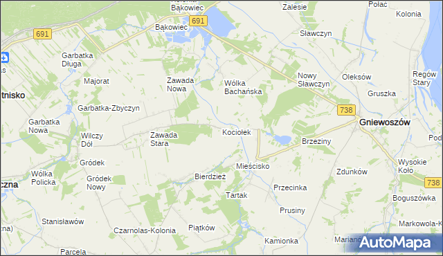 mapa Kociołek gmina Gniewoszów, Kociołek gmina Gniewoszów na mapie Targeo